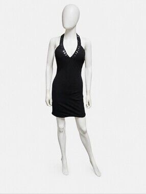 FAITH CONNEXION | Black Halter Neck Mini Dress in Size XS